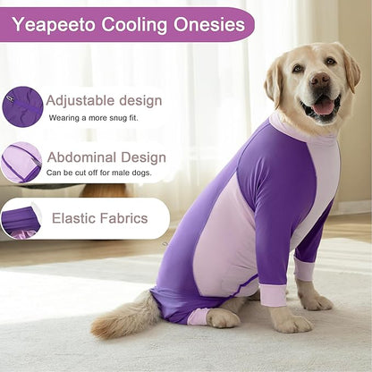 Dog Sun Protection Cooling Suit UPF 50+, Quick-Dry Breathable Jumpsuit for Large & Medium Dogs, Outdoor Dirt-Resistant Shedding Control Pet Apparel (Berry Purple, X-Large)