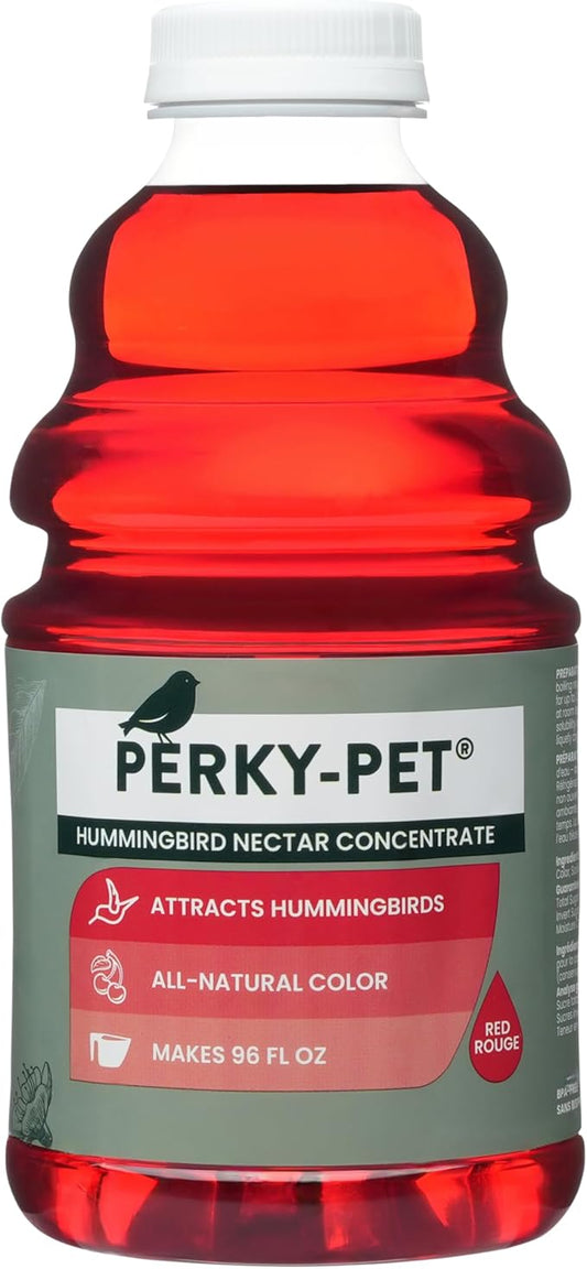Perky-Pet Hummingbird Nectar Concentrate for Hummingbird Feeder - 32 oz - Makes 96 FL OZ of Red Food Nectar - 238