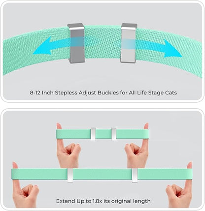 AirTag Cat Collar, Ultra Elastic Cat Tracker Collar with Apple Air Tag Holder, [Lightweight & Scratch Resistant] Stepless Adjustable GPS Pet Tracking Collars for Cats Kittens (Green)