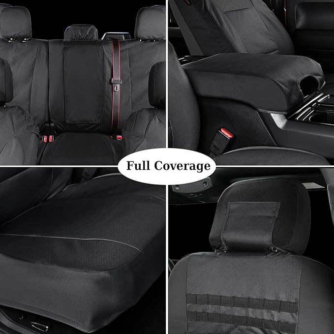 Coverado Rear Bench Car Seat Covers, Waterproof Oxford Back Seat Cover for Car Seat Protector for Kids & Dogs, Compatible with 2015-2026 Ford F150 & 2017-2026 Ford F250 F350 F450, Black