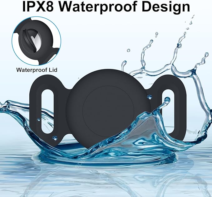 Dog Collar Holder Compatible with Airtag 2/1, 1 Pack Waterproof Full Body Covered Soft Silicone Case for Apple AirTag Gen 2/Gen 1 Dog Collar GPS Pet Tracker