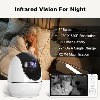 Elderly Monitors with Camera and Audio, Two-Way Talk Room Monitors for Elderly, Med Reminder Camera for Elderly Monitoring, Baby Monitors for Elderly Care and Caregivers, Video Monitor for Elderly