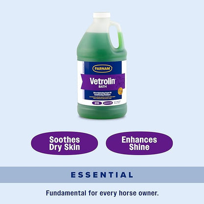 Farnam Vetrolin Bath, Ultra-Hydrating Argan Oil Conditioning Shampoo, Enhances Shine, Soothes Dry Skin, for Horses and Dogs, 64 oz.