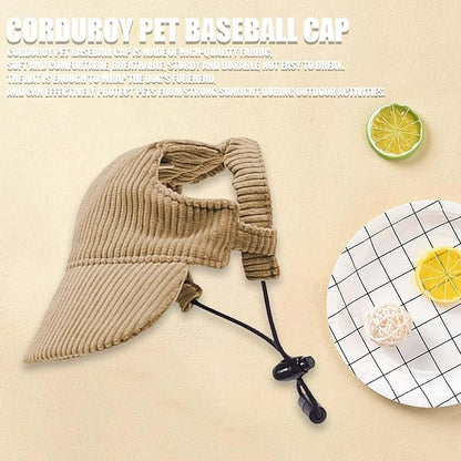 Dog Baseball Cap, Dog Cat Summer Beach Visor Hat with Ear Holes, Adjustable Puppy Sunbonnet Headdress (Brown, Medium)