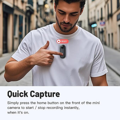 Meoilkolnm Mini Wearable Body Worn Action Camera, FHD 1080P, Thumb Size, Hands Free Recording with Premium Portable Camcorder Mount Anywhere for Security, Work, Guard, Travel, 128GB, Black