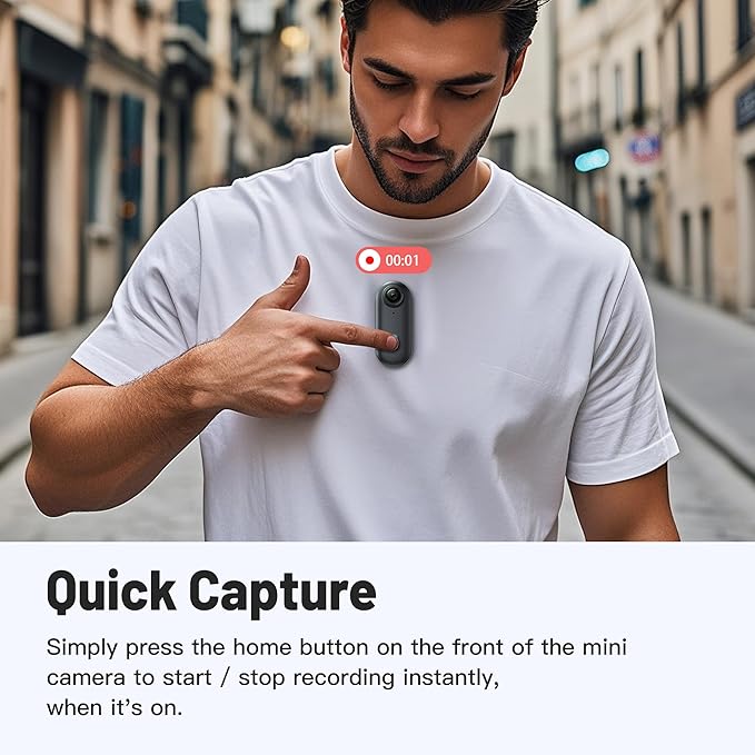 Meoilkolnm Mini Body Camera, Wearable Action Body Cam, Thumb Size Hands Free Recording Body Worn Camera, Premium Portable Camcorder Mount Anywhere for Pet Walking, Work, Travel (Black, 64GB)