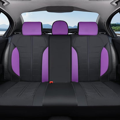 Coverado 3D Air Mesh Rear Car Seat Cover, Sports Carbon Fiber Design, Breathable Seat Protectors Airbag Compatible Comfort Universal for Most Cars, Van,Trucks, SUV, Black&Purple