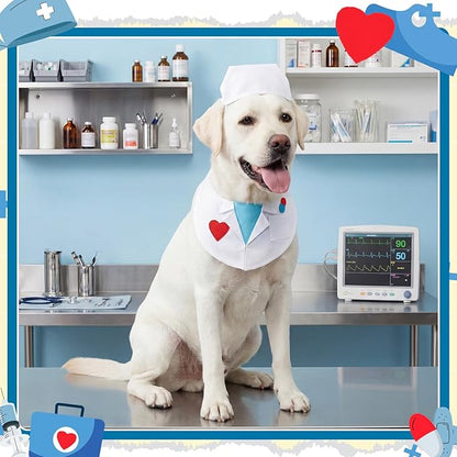 Hillban Dog Doctor Costume Pet Doctor Nurse Cosplay Costume for Large Dogs Cats Puppy Funny Pet Costumes Cosplay Party Vet Clothing Nurse Outfit Cat Apparel Cute Uniform(XL)