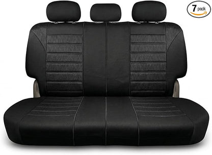 FH Group Automotive Car Seat Covers Rear Set Premium 3D Air Mesh Seat Covers, Airbag Compatible and Split Bench Cover Universal Fit Interior Accessories for Cars Trucks and SUVs - Black