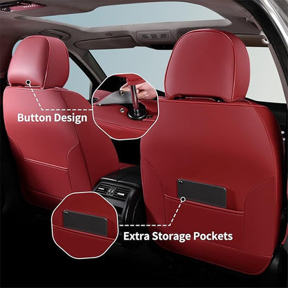 FLORICH Car Seat Covers, Universal Front Seat Covers, 2-Seater Waterproof Nappa Leather Car Seat Covers, Automotive Seat Covers Car Seat Protector Fit for Most Cars - Red