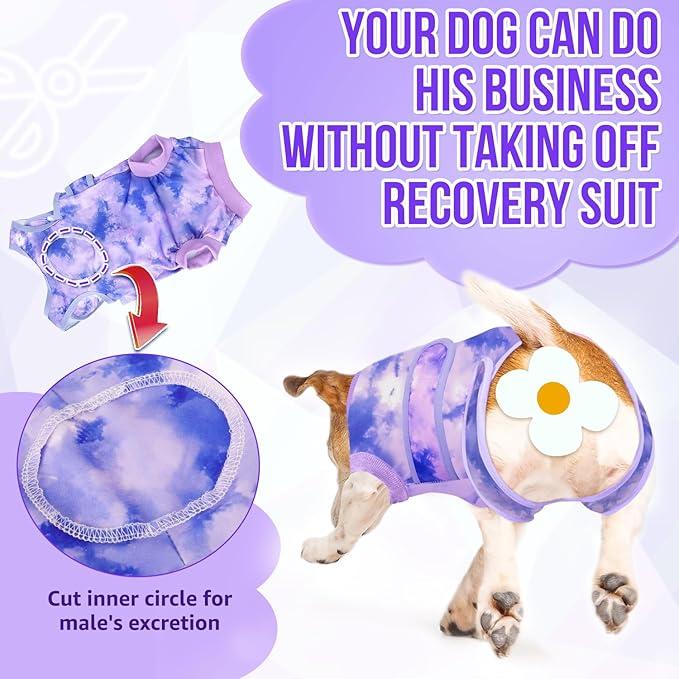 Lukovee Recovery Suit for Dogs, Zipper On Recovery Suit for Female Male Dog, Onesie Abdominal Wounds Cone E-Collar Alternative Prevent Licking Spay Recovery Suit (L, 2TPU)