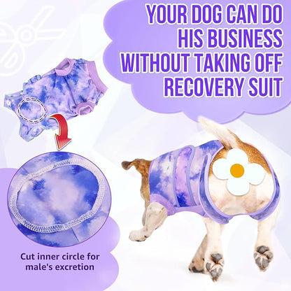 Lukovee Recovery Suit for Dogs, Zipper On Recovery Suit for Female Male Dog, Onesie Abdominal Wounds Cone E-Collar Alternative Prevent Licking Spay Recovery Suit (XXL,TPU)