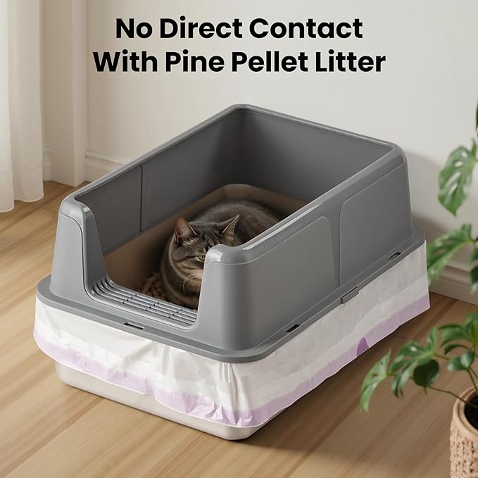 XL Litter Box Liners – Fits 24" Stainless Steel Sifting Litter Boxes for Pine Litter, Tear-Resistant, 28 Count (4 Packs), 1.4 mil