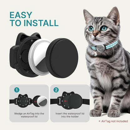 AirTag Cat Collar, Reflective Breakaway Collar, Hidden Holder with Bell | Compatible with Apple AirTag 1st & 2nd Gen, Lightweight Water-Resistant Strap for Cats, AirTag Not Included