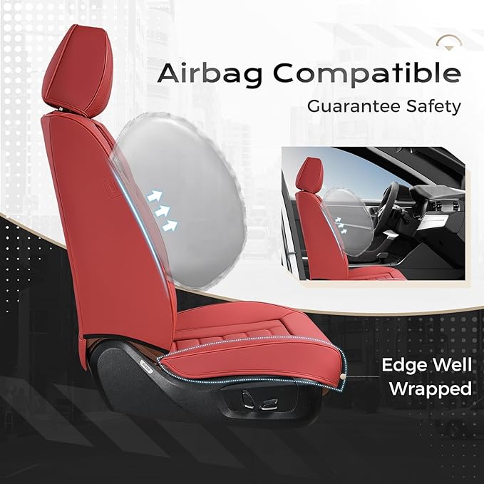 Coverado Car Seat Covers, Front Covers for Cars, Car Seat Cover Front Seats, Automotive Seat Cover, Waterproof, Leather Car Seat Cushion, Universal Interior Covers Seat Protectors for Most Cars