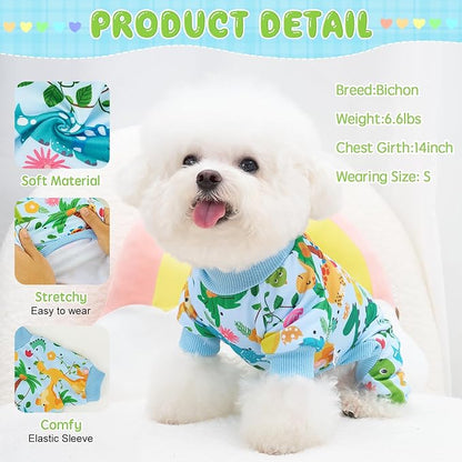XPUDAC 4 Pack Dog Pajamas Soft Strechy Summer Doggie Clothes for Small Medium Dogs Boy Girl Dog Onesie Puppy Pjs Cat Apparel-L