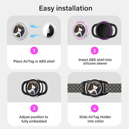 Waterproof AirTag Holder for Dog Collar, Soft Slide-On Dog AirTag Holder | Full-Body Protection, No-Dangle Fit, Ultra-Durable, Lightweight, Tool-Free Installation, Fits Dog & Cat Collars