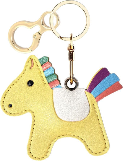 Leather Keychain Holder Case Compatible with AirTag,Cute Protective Cover with Keyring,Anti-Scratch Finder GPS Tracker Case for Wallet Keys,bag,pets,Backpack(Horse E)