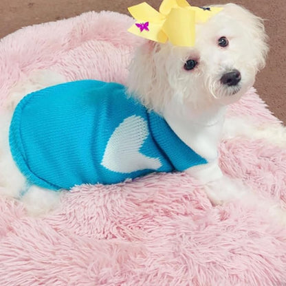 CHBORCHICEN Pet Dog Sweaters Classic Knitwear Turtleneck Winter Warm Puppy Clothing Cute Strawberry and Heart Doggie Sweater (Sky Blue, XX-Small)