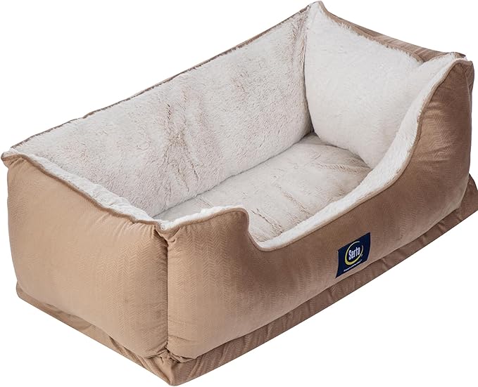 Serta Orthopedic Cuddler Dog Bed for Pets – Desert Sand (X-Large)