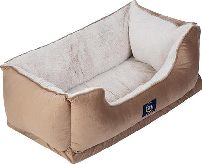 Serta Orthopedic Cuddler Dog Bed for Pets – Desert Sand (X-Large)