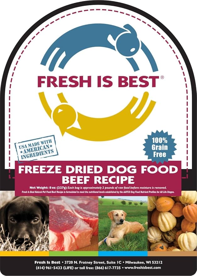Fresh Is Best Beef Freeze Dried Dog Food – Raw Dog Food Toppers for Puppies & Adult Canines – High-Protein Freeze Dried Beef in Resealable Zipper Bag – Made in the USA – 16 oz