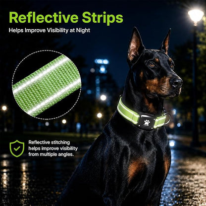 GPS Dog Collar Tracker 2-in-1,Reflective Waterproof Pet Collar,iOS-Only,No Monthly Fees,Unlimited Range,Dog Tracking Collar Pet Tracker,for Small Medium Large Dogs(L (16.5"-23.5"), Green)