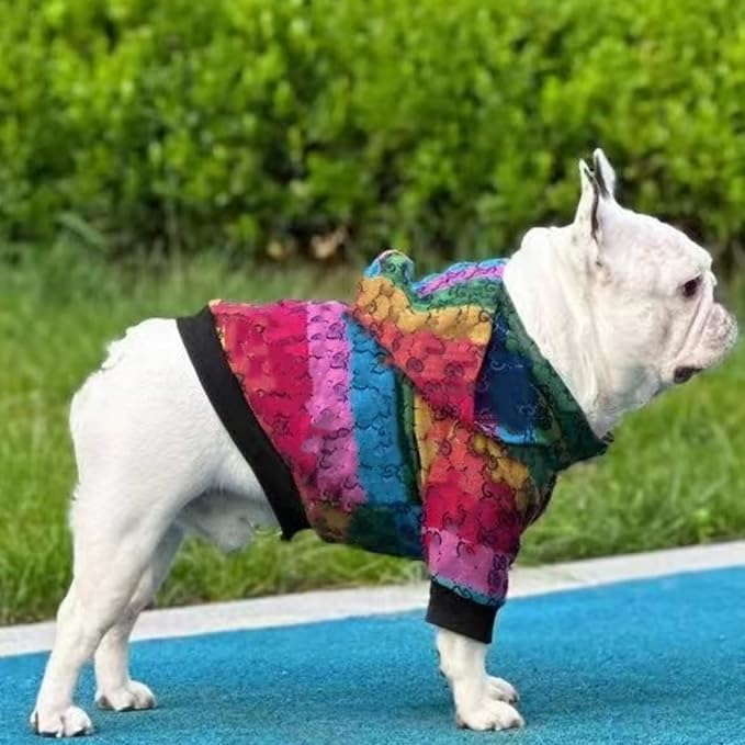 Dog Hoodie Luxury Winter Small Dog Jacket Clothes Classic Designer French Bulldog Teddy Pug Puppy Clothes(L)