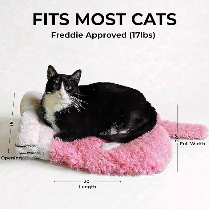 Dollie & Freddie Cat Sack Bed – Cozy Self-Warming Cat Sleeping Bag for Indoor Cats, 2-in-1 Burrow or Lounge Design, Soft Burrow Bed with Wide Opening, Fluffy Bed for Cats