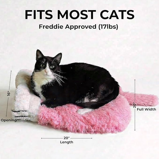 Dollie & Freddie Cat Sack Bed – Cozy Self-Warming Cat Sleeping Bag for Indoor Cats, 2-in-1 Burrow or Lounge Design, Soft Burrow Bed with Wide Opening, Fluffy Bed for Cats