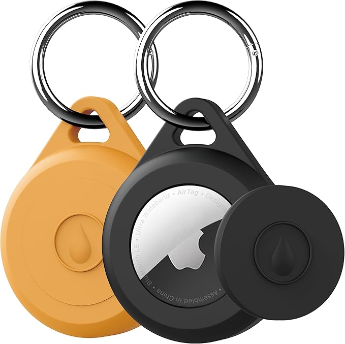 for Air tag Keychain Holder Case for Apple Air tag, 2 Pack of IPX8 Waterproof, Fully Shockproof, Anti Scratch for Air tag Holder Case for Key, Kid, Bag, Luggage, Pets Collar