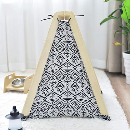 Pet beds, Pet Tent Wooden Dog House Pet Bed Cat Bed Yurt Washable Kennel Cat Litter Small