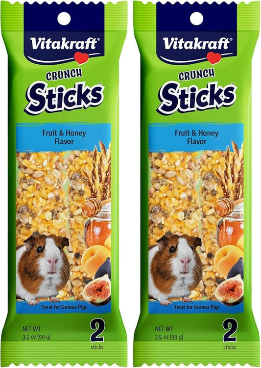 Vitakraft Guinea Pig Fruit & Honey Treat Sticks, 3.5 Ounce, Enriched Snack with Wooden Chew Core for Dental Health, 2 Count (Pack of 2)