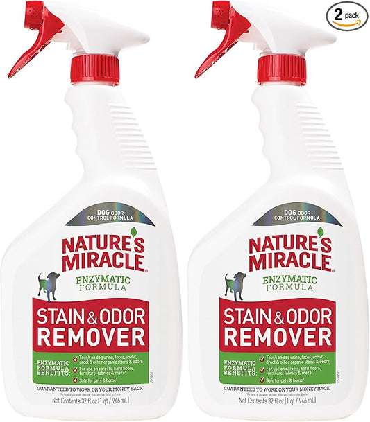 Nature's Miracle Dog Stain and Odor Remover, Everyday Mess Enzymatic Formula, 32 fl oz (Pack of 2)