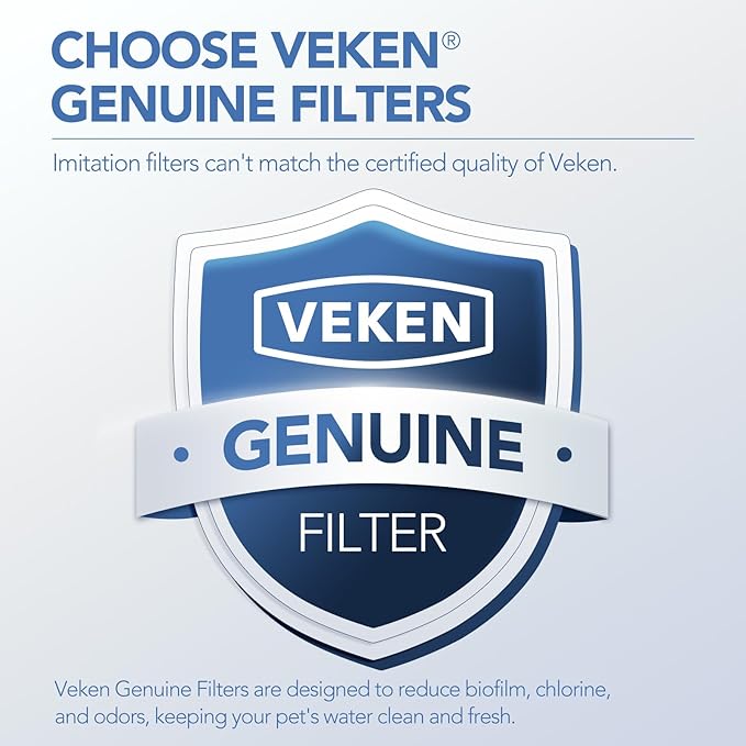 Veken Cat Water Fountain Filters, 4 Pack Replacement Filters | and 4 Pack Replacement Pre-Filter Sponges Set for 50oz, 84oz, 95oz or 108oz Automatic Pet Fountain Dog Water Dispenser