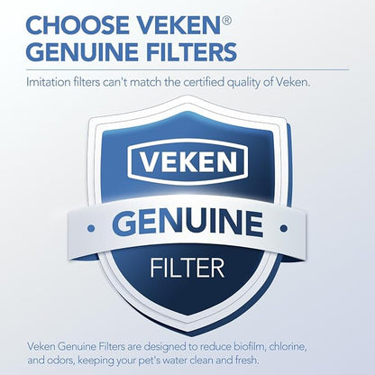 Veken Cat Water Fountain Filters, 16 Pack Replacement Filters | and 16 Pack Replacement Pre-Filter Sponges Set for 50oz, 84oz, 95oz or 108oz Automatic Pet Fountain Dog Water Dispenser