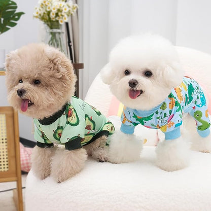 XPUDAC 4 Pack Dog Pajamas Soft Strechy Summer Doggie Clothes for Small Medium Dogs Boy Girl Dog Onesie Puppy Pjs Cat Apparel-L
