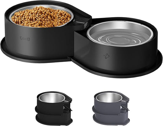 Newget Stainless Steel Dog Bowl Set, 304 Metal Dual Food & Water Bowls for Dogs & Cats, Large Capacity Pet Feeder, Anti-Skid Dog Dish for Small/Medium/Large Pets