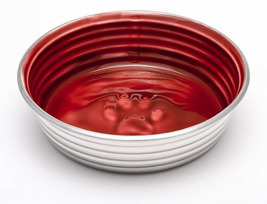 Loving Pets - Le BOL Dog Food Water Bowl Enamel Ceramic Bowl No Tip Stainless Steel Pet Bowl No Skid Spill Proof (Small, Bordeaux)