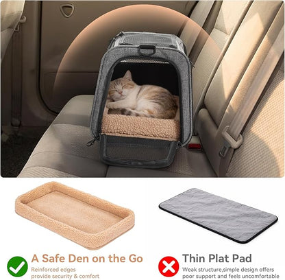 PETSFIT Soft-Sided Cat Carrier with Patented Safety Buckles, Lockable Zippers & Safety Tether,Escape-Resistant Travel Pet Carrier for Car Rides & Vet Visits, Airline Approved Under-Seat, Up to 12 lbs