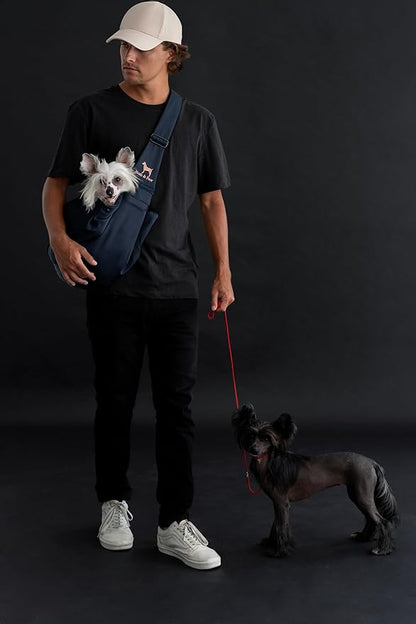 Noah & Paw Dog Sling Carrier for Small Dogs 5-18lb, Dog Sling for Small Dogs and Cats, Dog Carrier with Adjustable Padded Strap, Premium Twill, Lined with Fur, Double Safety Feature, Machine Washable