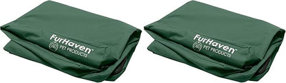 Furhaven Replacement Dog Bed Cover Water-Resistant Indoor/Outdoor Logo Print Oxford Polycanvas Mattress, Washable - Forest, Medium (Pack of 2)