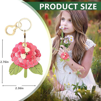 BORKUANA Leather Keychain Holder Case Compatible with AirTag,Cute Protective Cover with Keyring