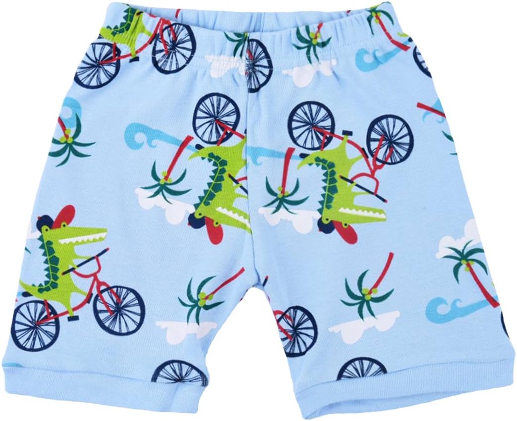 Popshion Boys Pajamas 100% Cotton Toddler Clothes Summer Pjs for Boy Planet Dinosaur Sleepwear Kids Short Sets 2-10 Years