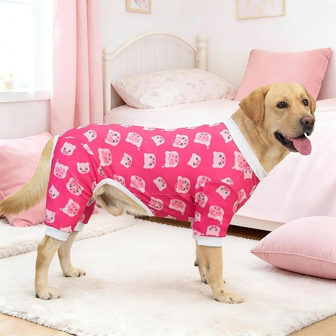 XPUDAC 4 Pieces Dog Pajamas for Large Dogs Pjs Clothes Puppy Onesies for Doggie Duck Shirts Sleeper for Pet Cats Jammies-5XL
