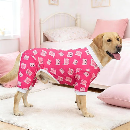 XPUDAC 4 Pieces Dog Pajamas for Large Dogs Pjs Clothes Puppy Onesies for Doggie Duck Shirts Sleeper for Pet Cats Jammies-3XL