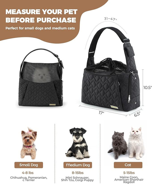 JourCraf Dog Carrier Sling for Small Dogs, Front Cat Sling & Cats Up to 15 lbs, Dog Purse with Adjustable Strap Front Zipper Pocket, Double Safety Feature, Hands Free for Travel