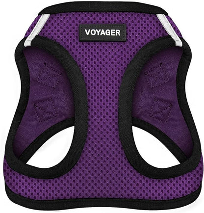 Best Pet Supplies - All Weather Mesh/Plush, Reflective, No Pull Harness for Small, Medium Dogs, Cats - Secure with Hook & Loop Fastener, Buckle, Double D-Rings - Purple/Black Trim, S