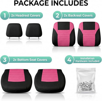 FH Group Automotive Car Seat Covers Front Set Premium 3D Air Mesh Front Seat Covers, Airbag Compatible Universal Fit Interior Accessories for Cars Trucks and SUVs - Pink