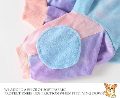 Dog Cotton Colorful Tie Dye T-Shirts Soft and Stretchy Breathable Pet Shirt Pajamas Pets Clothes for Large Dogs Tiedye L